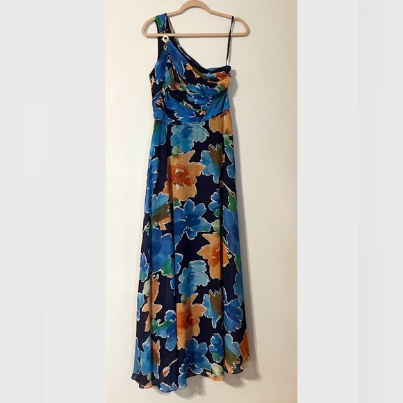Lauren Ralph Lauren One Shoulder Floral Georgette Maxi Gown Women’s Size 8 - Picture 14 of 15